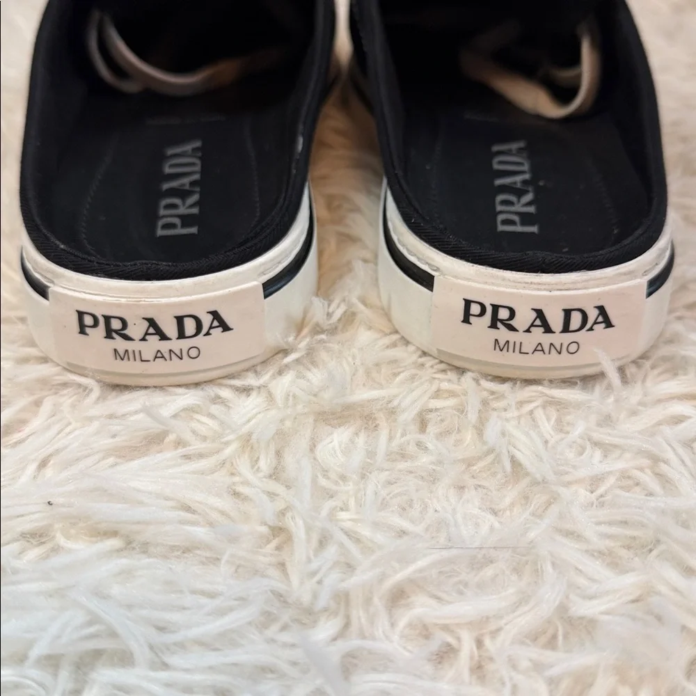 Prada Milano Canvas Sneakers Made in Italy Size 7 Slip-On Mule Style - Picture 5 of 9